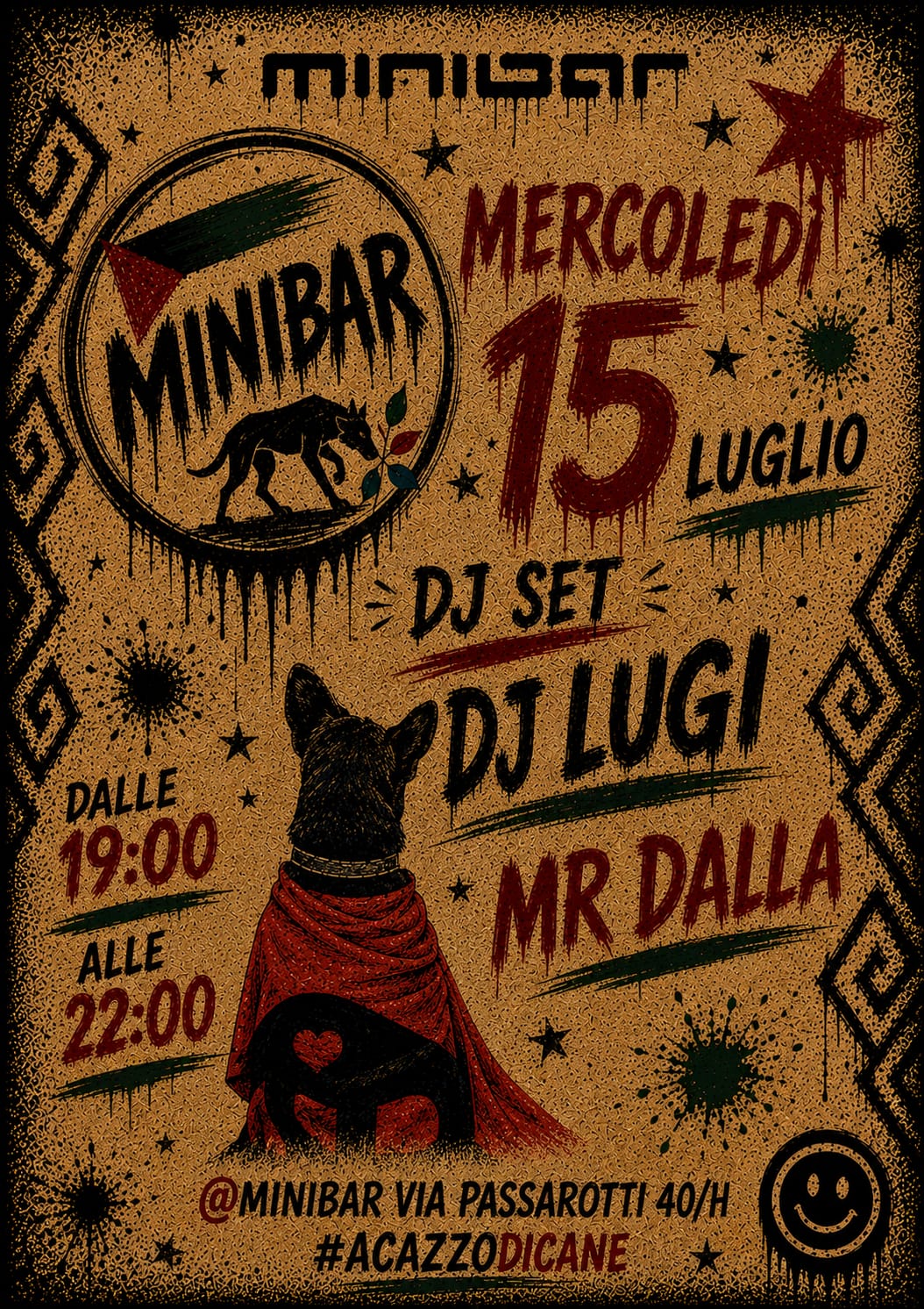 Locandina serata DJ Lugi + Mr Dalla al MINIBAR — mercoledì 15 luglio 2026